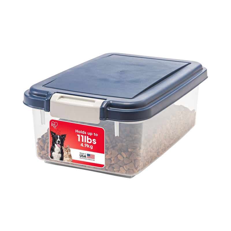 IRIS USA Airtight Dog Food Storage Container, Up to 11 lbs, Dog Cat Bird and Other Pet Food Treats Storage Bin, Dog Cat Wet Food Cans, Keep Fresh, BPA Free, Stackable, Navy