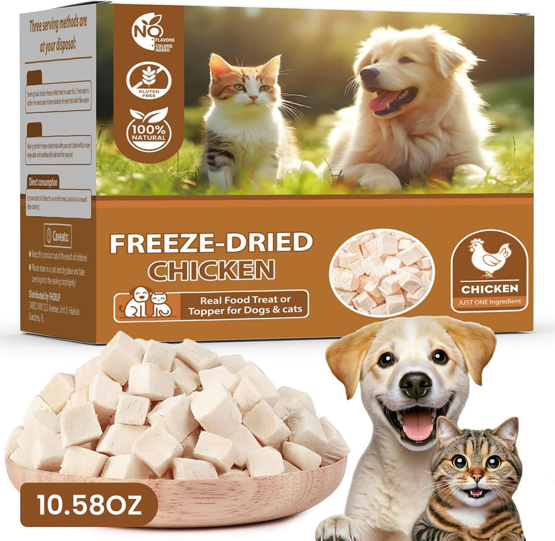 FHZRLP Freeze Dried Chicken,Freeze Dried Chicken Dog Treats Natural No Additives,Single Ingredient,High Protein,Suitable for All Ages Cats and Dogs,Dehydrated Suitable for Training