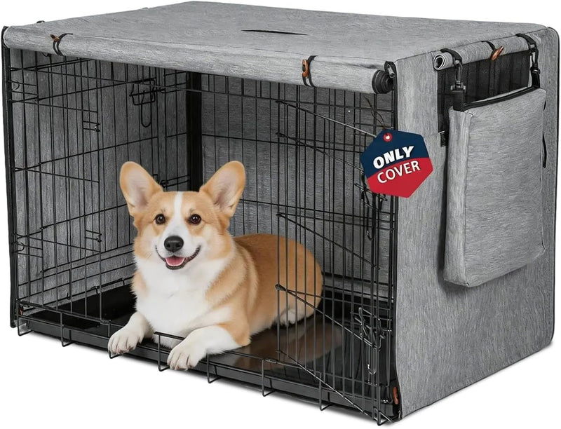 Dog Crate Cover 30 Inch, Heavy Duty Waterproof 600D Oxford Kennel Cover for Wire Cages with 1/2/3 Doors, Privacy Pet Cover with Storage Bag - Machine Washable, Indoor/Outdoor,Gray
