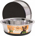 Neater Pet Brands Stainless Steel Dog Bowls with Non-Slip Rubber Bottom – 2 Cup (16 oz), Black - Set of 2 Heavy Duty Met