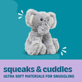 Calming Plush Squeaky Dog Toy, Coconut Scent, Elephant, Small, 8"