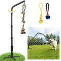 HVDI Tether Dog Toy Rack with 3 Tug Rope Toys, Dog Rope Play Spring Rack and Interactive in Yard, Park, Lawn, Adjustable Height Suitable for Large, Medium, Small Dogs (55 Inches)