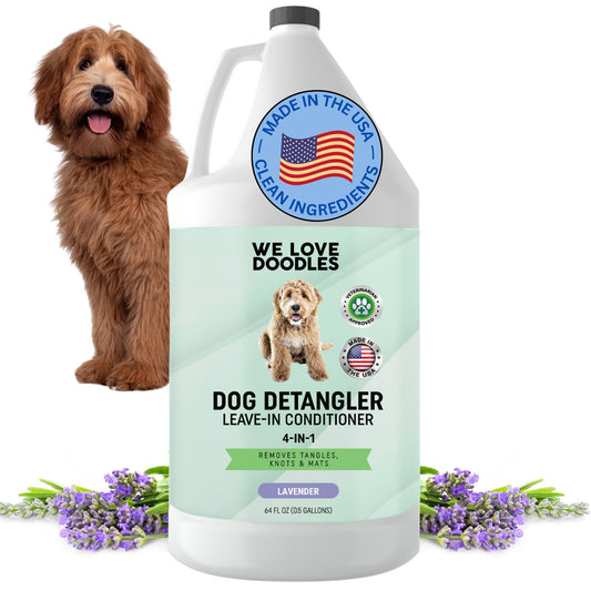 We Love Doodles Dog Detangler Spray Half Gallon - Leave-in Conditioner for Dogs - Dog Detangling Spray - Dematting Spray for Dogs - Tangle Remover - Made in The USA (Lavender)