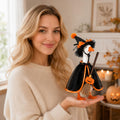 7inch Desk Goose Halloween Outfits, Mini Desktop Goose Clothes with Halloween Witch Hat, Black Cape & Pumpkin Broom Deco