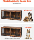 VEVOR 75 inch Dog Crate Furniture for 2 Dogs, Divider, Double Doors, Brown