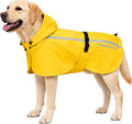 Stretch Fabric Dog Raincoat with Hood, Reflective Rain Poncho for Medium Large Dogs, Adjustable Waterproof Dog Rain Jack