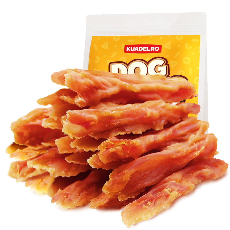 KUADELRO Chicken Jerky Dog Treats, Real Chicken Strips Dog Training Treats Soft Rawhide-Free Chews Healthy Snacks for Small Medium Large Breed 10.58oz