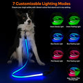 LED Dog Leash Ultra Bright, Waterproof, 7 Lighting Mode, Glow in The Dark & Reflective, Type-C Rechargeable, Battery Ind