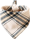 Adjustable Dog Bandana, Beige & Navy Plaid