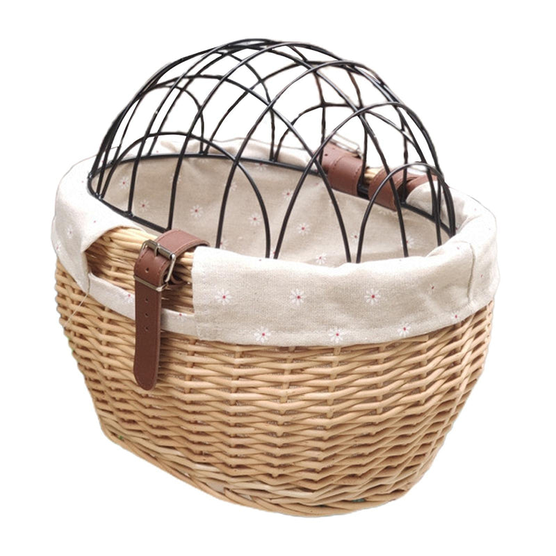 Pet Carrier, Basket for Small Dogs Cats Pet Carrier Front Basket with Wire Mesh Cover (Wood Color)