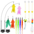 SUNSHINETOP Cat Wand Toy, Interactive Kitten Feather Toys Self Play, Cat Teaser for Indoor Cats Reusable Suction Cup Toys for Indoor Cats Kittens Play Exercise