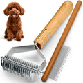 Dematting Comb for Dogs and Cats, Mat Remover and Deshedding Grooming Tool, Safe Detangler for Matted Fur, Double Sided Undercoat Rake for dogs
