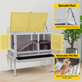 Aivituvin 2-Story Indoor Rabbit Hutch Guinea Pig Cage with Stand, Wooden Bunny Cage Small Animal Cages with Chew-Proof R