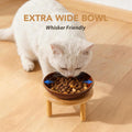 Havniva Elevated Cat Bowls, Ceramic Cat Bowl with Bamboo Stand Wide Opening