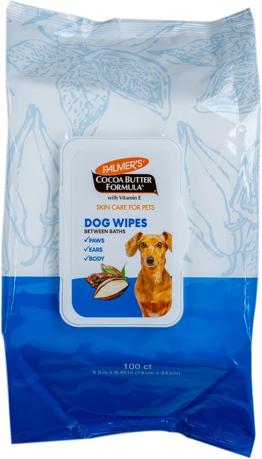 Palmer's for Pets Cocoa Butter Formula Refreshing Wipes for Dogs and Puppies - Paraben Free, Phthalate Free Dog Grooming Wipes with Vitamin E, Gentle Daily Use, 100 Count