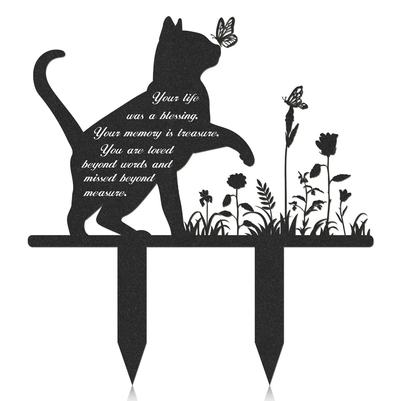 Rngmsi Memorial Pet Grave Markers, Metal Cat Garden Stake Plaque Cemetery Outdoors, Waterproof Pet Headstone Memorial(13.4 X 12 in)