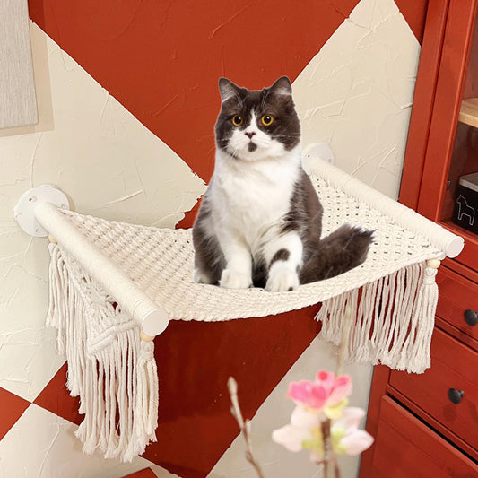 TOYAFUN Cat Wall Shelves, Perches, Hammocks, Beds - Solid Metal Frame for Sleeping, Playing, Climbing, Lounging