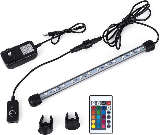 MQ 8 in Submersible LED Aquarium Light, 1.2W Color Changing Fish Tank Light with Remote Control, IP68 Crystal Glass 9 LE