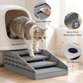 Heerduos Adjustable 4 Steps Litter Box Step,Litter Box ramp for Cat Litter Boxes,Washable Easy Cleaning Cat Litter Catcher & Litter Step with Filter Functions for Small & Elderly Cats(Gray)