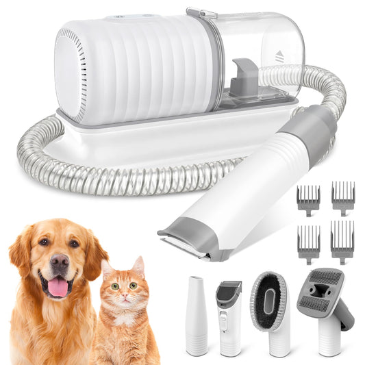 binROC Dog Grooming Vacuum Kit, Pet Grooming Vacuum with Electric Dog Hair Clipper, Grooming Brush, Cleaning and Crevice Tool with 1.5L Dust Cup 5 Grooming Tools for Shedding Pet Hair, Home Cleaning