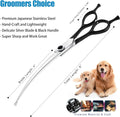 Dream Reach 8" Downward Curved Dog Grooming Scissors for Trimming Face and Paws, Safety Round Tip Shears for Pet Dogs an