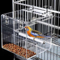 No Mess Bird Feeder for Cage, Automatic Acrylic Bird Feeder Seed Catcher Tray Cage with Stainless Steel Hooks for Small 