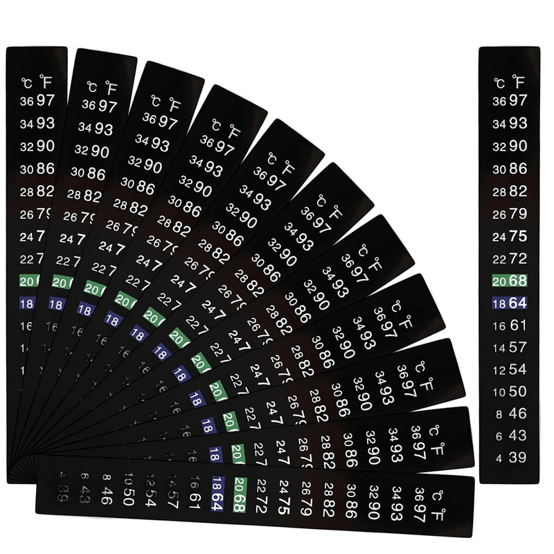 12 Pack Aquarium Thermometer Strips, 39-97℉ Fish Tank Thermometer Tape, Amphibian and Reptile Thermometer Stickers, Adhe