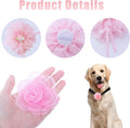 12 Pcs Pink Dog Collar Flowers Cat Collar Flower Attachment Detachable Embellishment with Elastic Rubber Band Soft Chiffon Dog Bow Tie Charms Flower for Female Dogs Wedding Birthday Parties