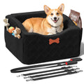 Dog Car Seat for Small Medium Dogs, 6" Elevated Dog Booster Seat with ISOFIX Safety Fixation, Washable Cover & High Density Memory Foam, Portable for Car Front/Rear/Trunk Home Outdoor Use (Jet Black)