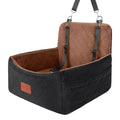 WOOAIDAGG Dog Car Seat for Small Dogs Under 30lbs,Ultra Soft Fabric & Memory Foam Pet Travel Car Bed,Washable & Detachable,Anti-Slip Bottom,2 Storage Pockets and Safety Tethers(Black/Brown)