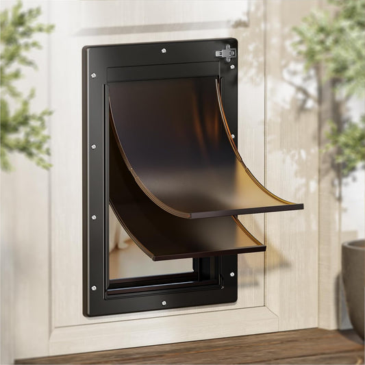 PETCOMING Never Rust Plastic Dog door, Large Doggy Door, Doggie Door for Easy Install in Interior and Exterior Doors or Wall, Double Magnetic Flaps, Closing Panel, Pet Door for Pet Up to 100lb (Large)