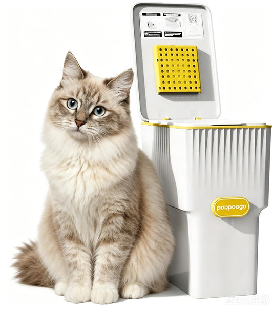 Ayvfirex Cat Litter Trash Can with Odor Control, Covered Cat Waste Container with Rotary Knob Design, Compact Portable Litter Disposal Bin for Home Outdoor & RV