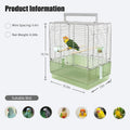 YOOSO WING 304 Stainless Steel Travel Bird Cage, 17 Inch Foldable Carrier for Conures Cockatiels Grey Parrots Caiques, with Aluminum Handle Perch (Green, Large Birdcage)