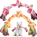 SZEE Dog Rope Toy 2 Pack, Rope Toys for Dogs, Chew Ropes for Small Breeds Puppies, Pull Toy for Tug of War, Energy Release, Boredom Relief and Teeth Cleaning, 3 Knots 14 inches (Pink & Orange)