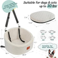 Lealchum Dog Car Seat for Small Dogs Up to 30 Lbs,Ultra Soft Fabric Fill in Comfy Memory Foam,Happy Pet Ride,2 Safety Dog Leashes,Fully Detachable and Washable,Anti Slip Base(Beige)