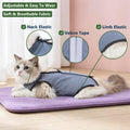 kzrfojy Cat Surgery Recovery Suit Cat Onesie for Cats After Surgery Spay Surgical Abdominal Wound Skin Diseases E-Collar Alternative Wear (Grey-Blue-L)