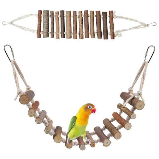 BNOSDM Wooden Bird Rope Ladders 2 Pcs Birds Ladder Bridge Toy Parrot Cage Ladder Parakeet Swing Suit for Budgie, Lovebird, Conure, Cockatoo, Finch