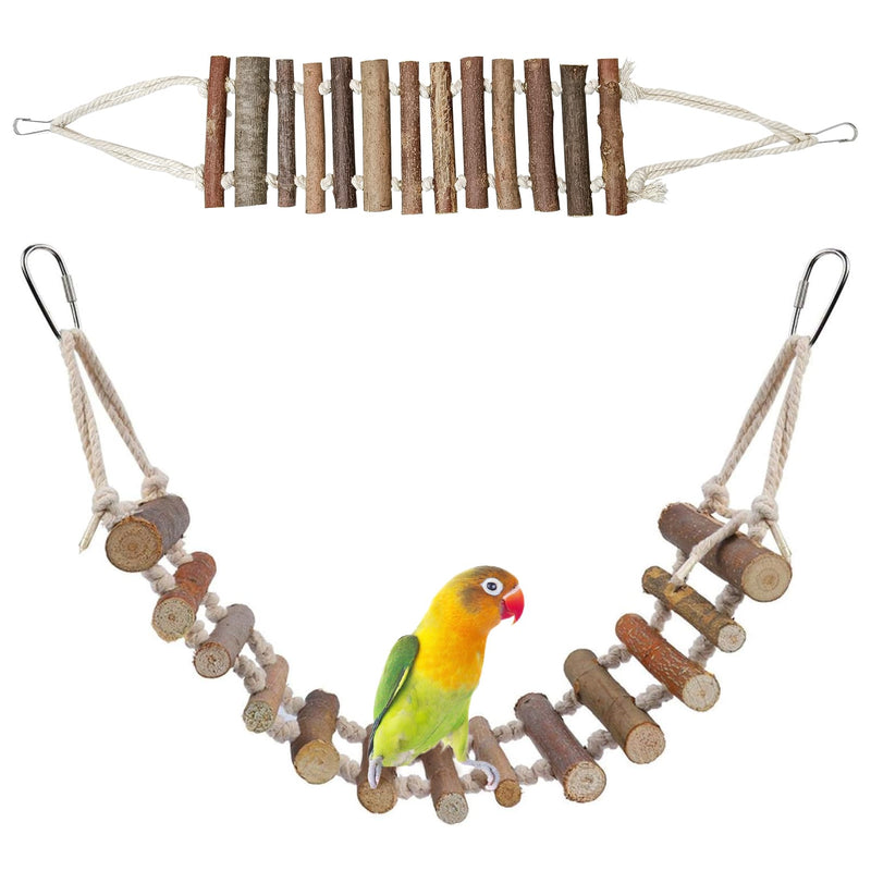 BNOSDM Wooden Bird Rope Ladders 2 Pcs Birds Ladder Bridge Toy Parrot Cage Ladder Parakeet Swing Suit for Budgie, Lovebird, Conure, Cockatoo, Finch