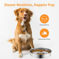 Novery Slow Feeder Dog Bowl - 2 Cups Stainless Steel Dog Slow Feeder Food Bowl, Metal Non-Slip Lick Plate,Puppy or Cat Food Holder,Pet Supplies,Puzzle Maze Dish for Medium Sized Breeds