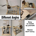 Parrots Playground Bird Play Stand Natural Wood Parrot Perch Gym Playpen Parakeet Nest with Feeder Cups Ladders Lovebird