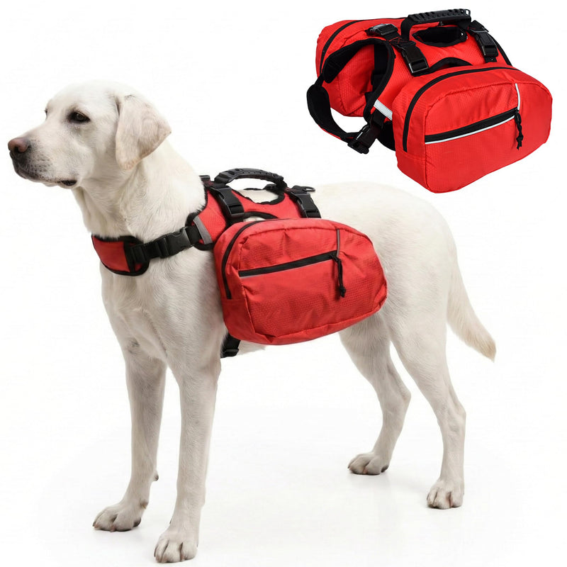 SKIPGEAR Dog Backpack for Day Hiking, Lightweight 2-in-1 Detachable Saddle Bag with Breathable Harness Vest, No-Flop Dog Daypack for Medium & Large Dogs to Carry Essentials (Large)