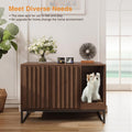 Halitaa Cat Litter Box Enclosure, Modern Hidden Litter Box Furniture with Scratch Pad, Indoor Cat Washroom House End Table, Entryway Bench for Livingroom (Walnut)