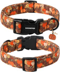 DOGWONG Fall Pumpkin Dog Collar- Design Fall Holiday Dog Collars Adjustable Halloween Pumpkin Sunflower Dog Collar for S
