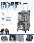 HOVONO Double-Compartment Cat Backpack Carrier with Wheels for 2 Pets, XL