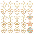 OLYCRAFT 30pcs Blossom Open Bezel Pendants Flower Charms 5-Shape Hollow Frame Dangle Charms Making Kits for DIY UV Resin or Pressed Flower Jewelry Making