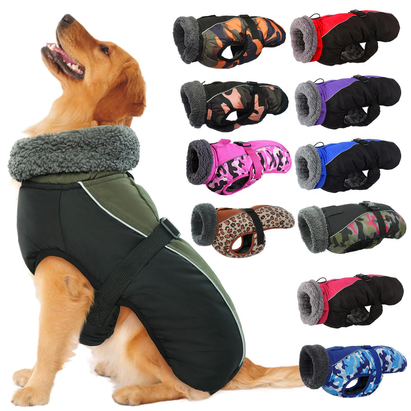 IECOii Extra Warm Reflective Adjustable Dog Jacket - Fleece Turtleneck Dog Jacket for Cold Weather Soft Winter Coat for Small, Medium & Extra Large Dogs
