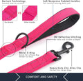 Plutus Pet Double Handle Dog Leash 6ft Long, Padded 2 Handle, Heavy Duty, Reflective Training Leash for Medium Large Dogs, Dual Handle Lead (Pink)