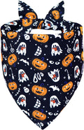 Halloween Dog Bandana for Medium Dogs, Reversible Black Scarf