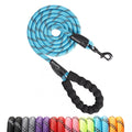 Rttochfy Rope Dog Leash 2/4/5/6/8/10 FT with Comfortable Padded Handle and Highly Reflective Threads for Small Medium and Large Dogs Heavy Duty (1/2"-5 FT, Blue)