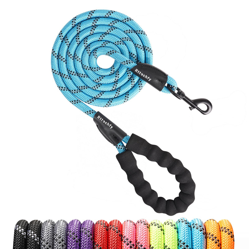 Rttochfy Rope Dog Leash 2/4/5/6/8/10 FT with Comfortable Padded Handle and Highly Reflective Threads for Small Medium and Large Dogs Heavy Duty (1/2